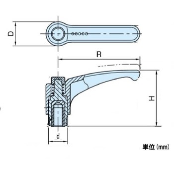M5x16mm 雄ねじクランプレバー(操作レバー付 エスコ