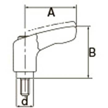 M4x10mm 雄ねじミニクランプレバー(ブラック) - エスコ