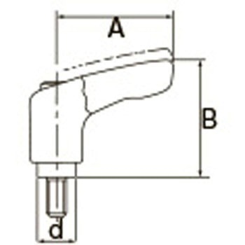M5x20mm 雄ねじミニクランプレバー(ブラック) - エスコ