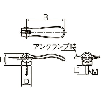 M6x40mm 雄ねじカムレバー(固定式) エスコ