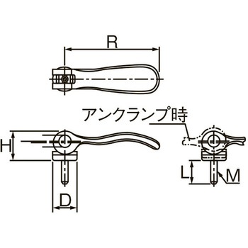 M8x30mm 雄ねじカムレバー(固定式) エスコ