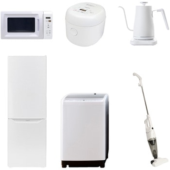 家電セット 寮 オフィス 事務所 新生活家電 6点セット (8kg洗濯機 173L冷蔵庫 電子レンジ 炊飯器 温調ケトル スティッククリーナー) YAMAZEN(山善)
