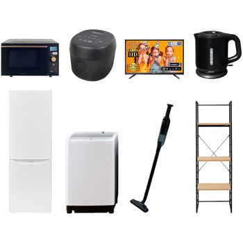 173LD43DZSS8テンB 家電セット 寮 オフィス 事務所 新生活家電 8点セット (8kg洗濯機 173L冷蔵庫 オーブンレンジ 炊飯器 43型液晶テレビ 電気ケトル 軽量クリーナー 家電収納ラック) YAMAZEN(山善) 64657226