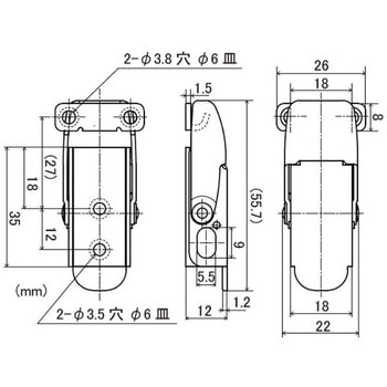 55.7x22mm パッチン(ステンレス製) エスコ