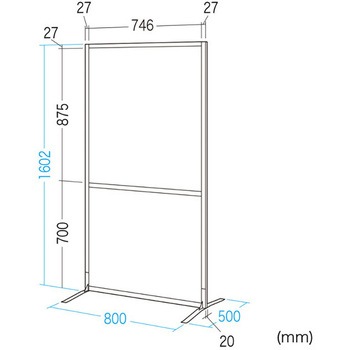 800x500x1602mm パーテーション(ホワイトボード仕様) エスコ