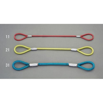 6mmx2.0m 被覆付ワイヤースリング(赤) - エスコ