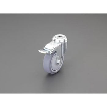 100mm キャスター(自在金具・穴付/ブレーキ付) エスコ