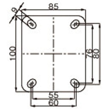 125mm キャスター(固定金具) エスコ