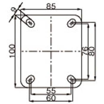 EA986GP-21 100mm キャスター(自在金具/ブレーキ付) エスコ 荷重150kg