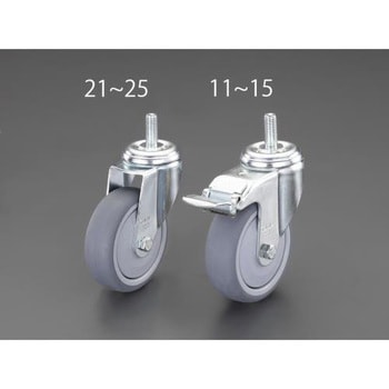 100mm/M12 キャスター(自在金具・ねじ式) - エスコ
