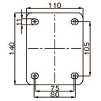 125mm キャスター(固定金具) - エスコ