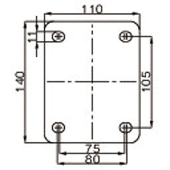 160mm キャスター(固定金具) エスコ