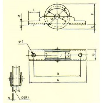 30mm/20kg 戸車(平型・ウレタン製) エスコ