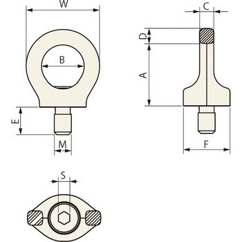 EA987GL-42A 0.75ton/M12x18mm 回転アイボルト(キー付) エスコ 線径