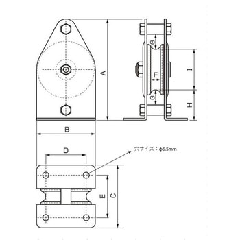 50mm/125kg 縦型固定滑車 エスコ