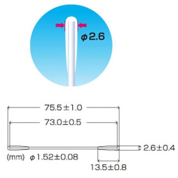 Φ2.6x 75.5mm 工業用綿棒(250本)両面 エスコ