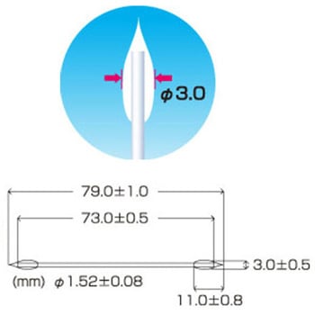 Φ3.0x 79.0mm 工業用綿棒(250本)両面 エスコ