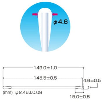 Φ4.6x149.0mm 工業用綿棒(100本)両面 - エスコ