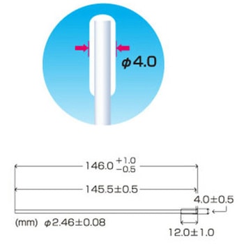 Φ4.0x146.0mm 工業用綿棒(50本)片面/削軸 エスコ