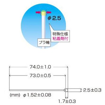 Φ2.5x74mm 工業用綿棒(20本)片面/トリモチ型 - エスコ