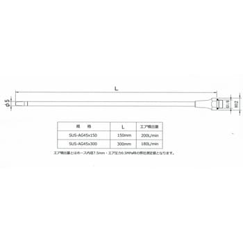 EA123AS-150 2.0穴x150mm ノズル(エアーブローガン用/ステンレス製) 1