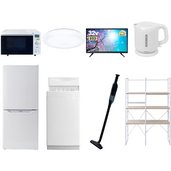 家電セット 寮 オフィス 事務所 新生活家電 8点セット (6kg洗濯機 106L冷蔵庫 オーブンレンジ シーリングライト 32型液晶テレビ 電気ケトル 軽量クリーナー YAMAZEN(山善)