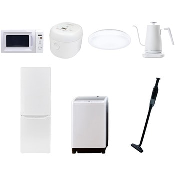 家電セット 寮 オフィス 事務所 新生活家電 7点セット (8kg洗濯機 173L冷蔵庫 電子レンジ 炊飯器 シーリングライト 温調ケトル 軽量クリーナー) YAMAZEN(山善)