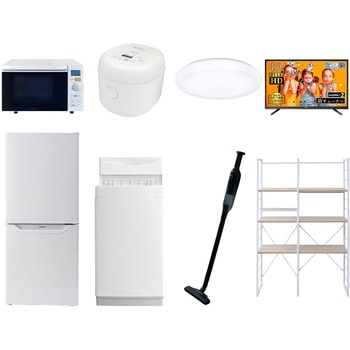 家電セット 寮 オフィス 事務所 新生活家電 8点セット (6kg洗濯機 106L冷蔵庫 オーブンレンジ 炊飯器 シーリングライト 43型液晶テレビ 軽量クリーナー 家電収納ラック) YAMAZEN(山善)