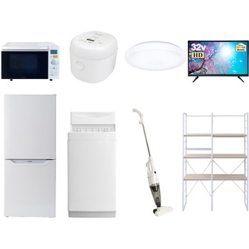 家電セット 寮 オフィス 事務所 新生活家電 8点セット (6kg洗濯機 106L冷蔵庫 オーブンレンジ 炊飯器 シーリングライト 32型液晶テレビ スティッククリーナー YAMAZEN(山善)