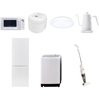 家電セット 寮 オフィス 事務所 新生活家電 7点セット (8kg洗濯機 173L冷蔵庫 電子レンジ 炊飯器 シーリングライト 温調ケトル スティッククリーナー) YAMAZEN(山善)