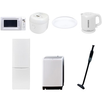 家電セット 寮 オフィス 事務所 新生活家電 7点セット (8kg洗濯機 173L冷蔵庫 電子レンジ 炊飯器 シーリングライト 電気ケトル 軽量クリーナー) - YAMAZEN(山善)