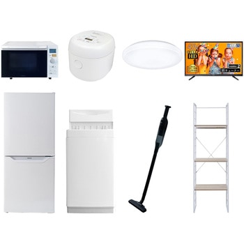 家電セット 寮 オフィス 事務所 新生活家電 8点セット (6kg洗濯機 106L冷蔵庫 オーブンレンジ 炊飯器 シーリングライト 43型液晶テレビ 軽量クリーナー 家電収納ラック) YAMAZEN(山善)