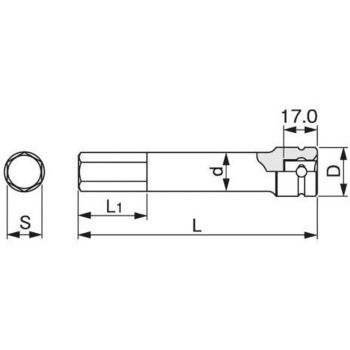 1/2"DR/12x75mm[INHEX] インパクトビットソケット エスコ