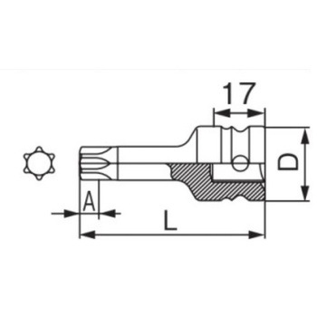 1/2"DR/T50 [Torx]インパクトビットソケット エスコ