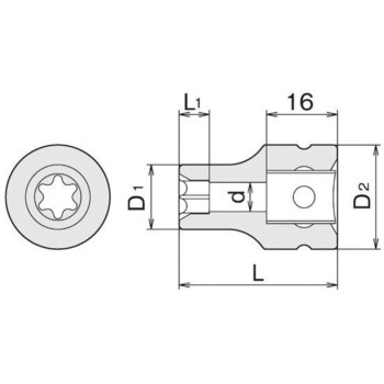 1/2"DR/E16 [Torx]インパクトソケット エスコ