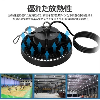 高天井 吊下げ式LED投光器 100W 16000lm 高天井灯 広角 ワイド照射 GOODGOODS(グッド・グッズ)