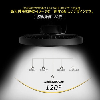 高天井 吊下げ式LED投光器 200W 32000lm 高天井灯 広角 ワイド照射 GOODGOODS(グッド・グッズ)