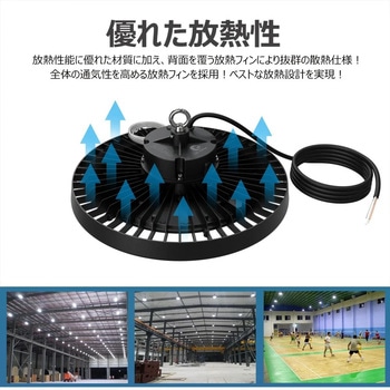 高天井 吊下げ式LED投光器 200W 32000lm 高天井灯 広角 ワイド照射 GOODGOODS(グッド・グッズ)