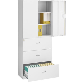 両開き×3段ラテラル書庫セット カグクロ