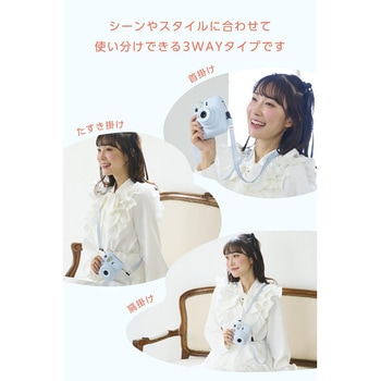 カメラストラップ 首掛け / 肩掛け / たすき掛け チェキ instax 写ルンです コンデジ対応 長さ調整可 - エレコム