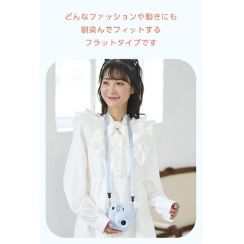 カメラストラップ 首掛け / 肩掛け / たすき掛け チェキ instax 写ルンです コンデジ対応 長さ調整可 - エレコム