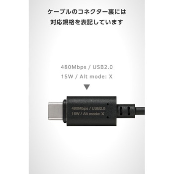 マグネット 充電ケーブル USB-C USB-A 15W 着脱式コネクタ ブレーカー内蔵 - エレコム