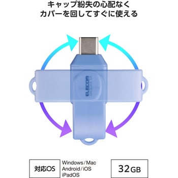 USBメモリ USB Type-C 高速転送 回転式コネクタ ストラップホール付 セキュリティ対応 エレコム