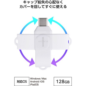 USBメモリ USB Type-C 高速転送 回転式コネクタ ストラップホール付 セキュリティ対応 エレコム
