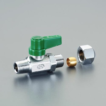 R 3/8"x10.0mm ミニボールバルブ(リングジョイント付) エスコ