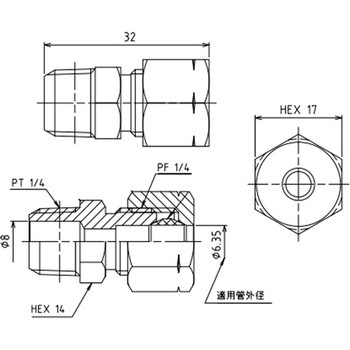 R 1/4" x 6 mm リングジョイント エスコ