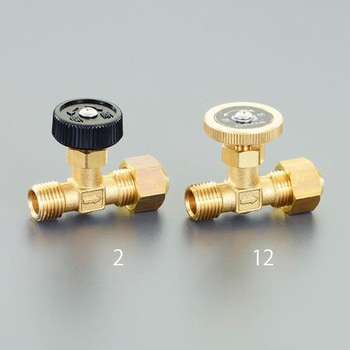 R 1/4"x 8mm ニードルバルブ(黄銅ハンドル/フレアーナット エスコ