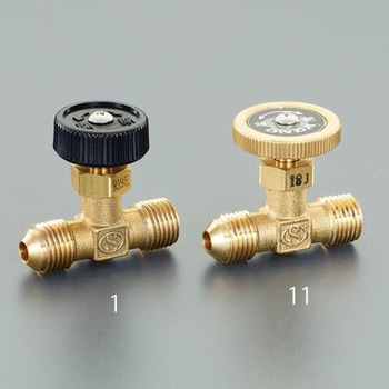 R 1/4"x 8mm ニードルバルブ(黄銅ハンドル) エスコ