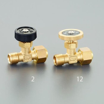 R 1/4"x 8mm ニードルバルブ(黄銅ハンドル/フレアーナット エスコ