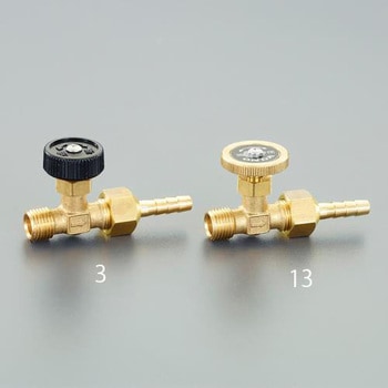 R 1/4"x 8mm ニードルバルブ(黄銅ハンドル/ホースニップ エスコ